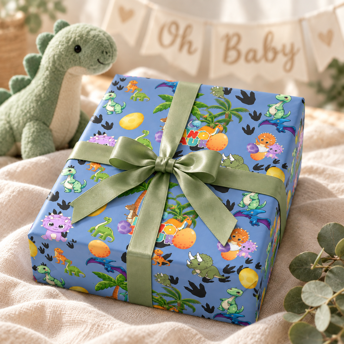 Little Roar — Dinosaur Party Wrapping Paper