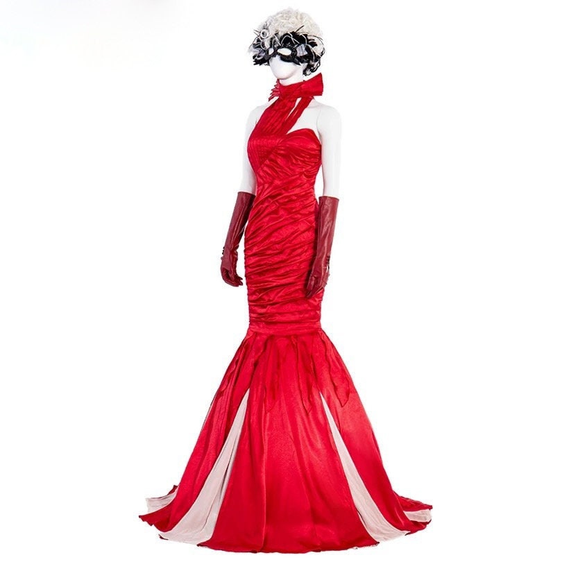 Cruella Red Dress Costume Halloween Movie Character Disney Villain Cru Beautiplex Cruella Red Dress Costume Halloween Movie Character Disney Villain Cru Beautiplex