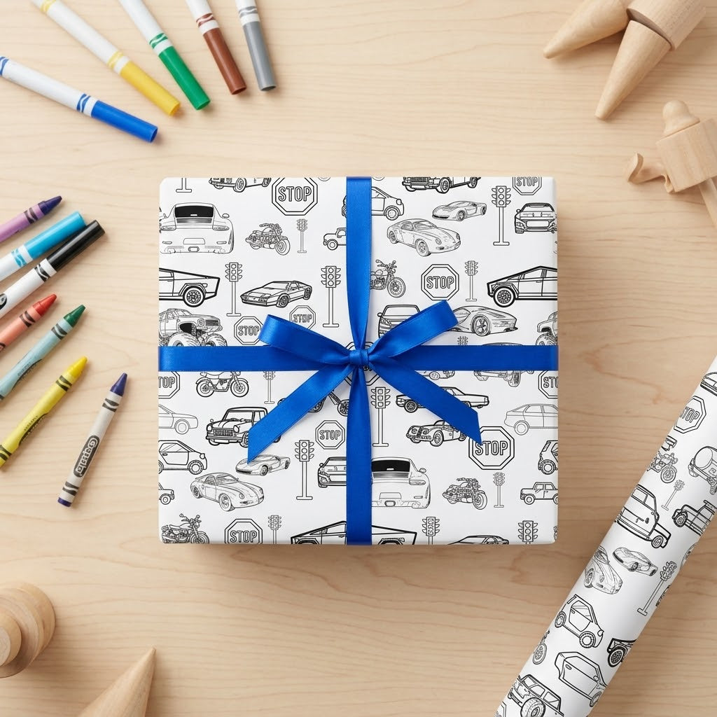 Open Road — Colorable Wrapping Paper