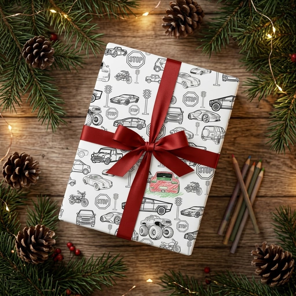 Open Road — Colorable Wrapping Paper