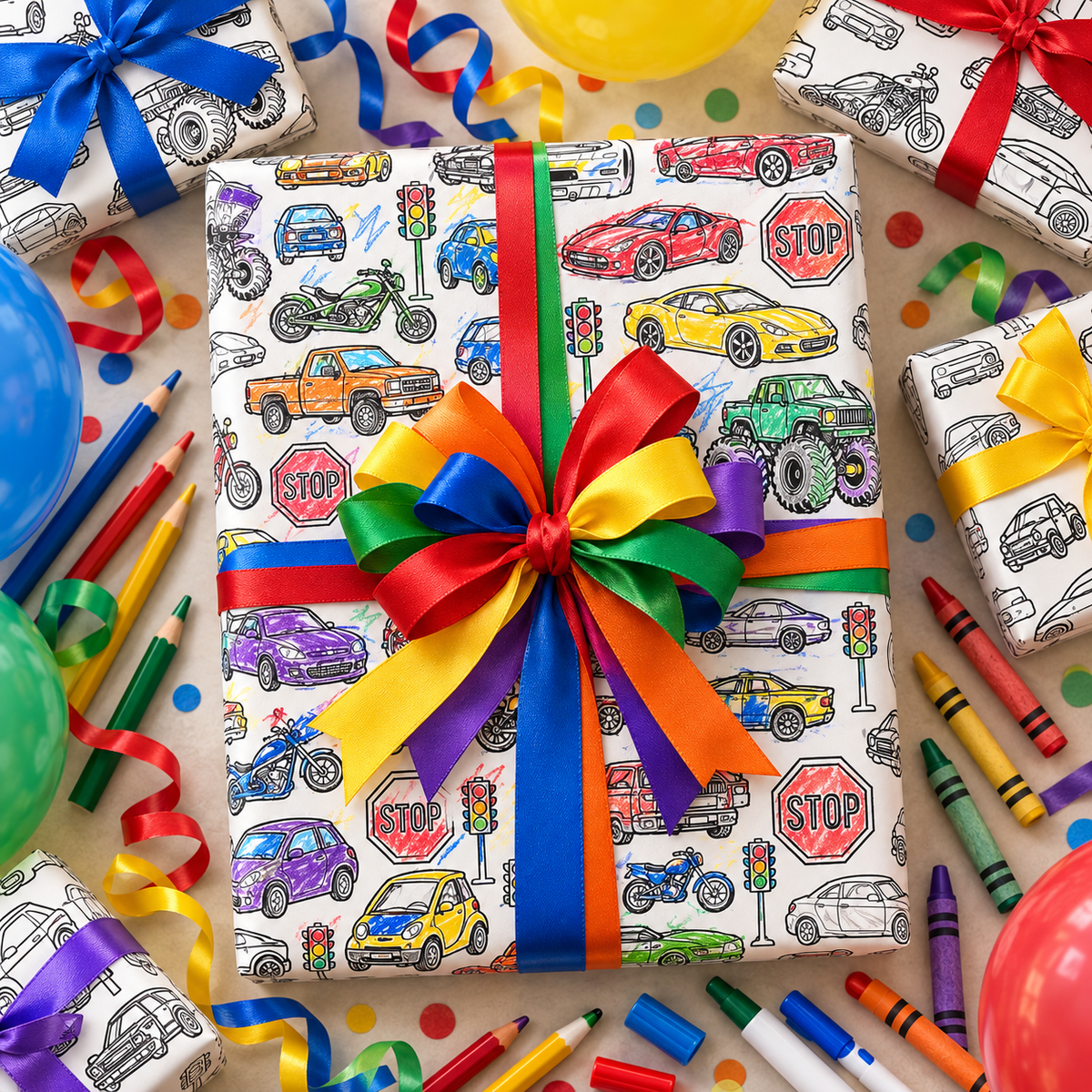 Open Road — Colorable Wrapping Paper