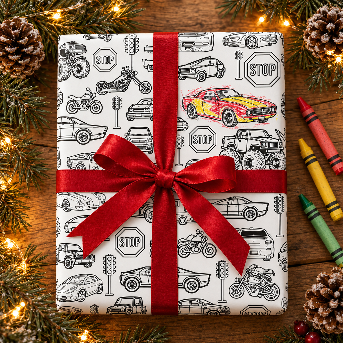 Open Road — Colorable Wrapping Paper
