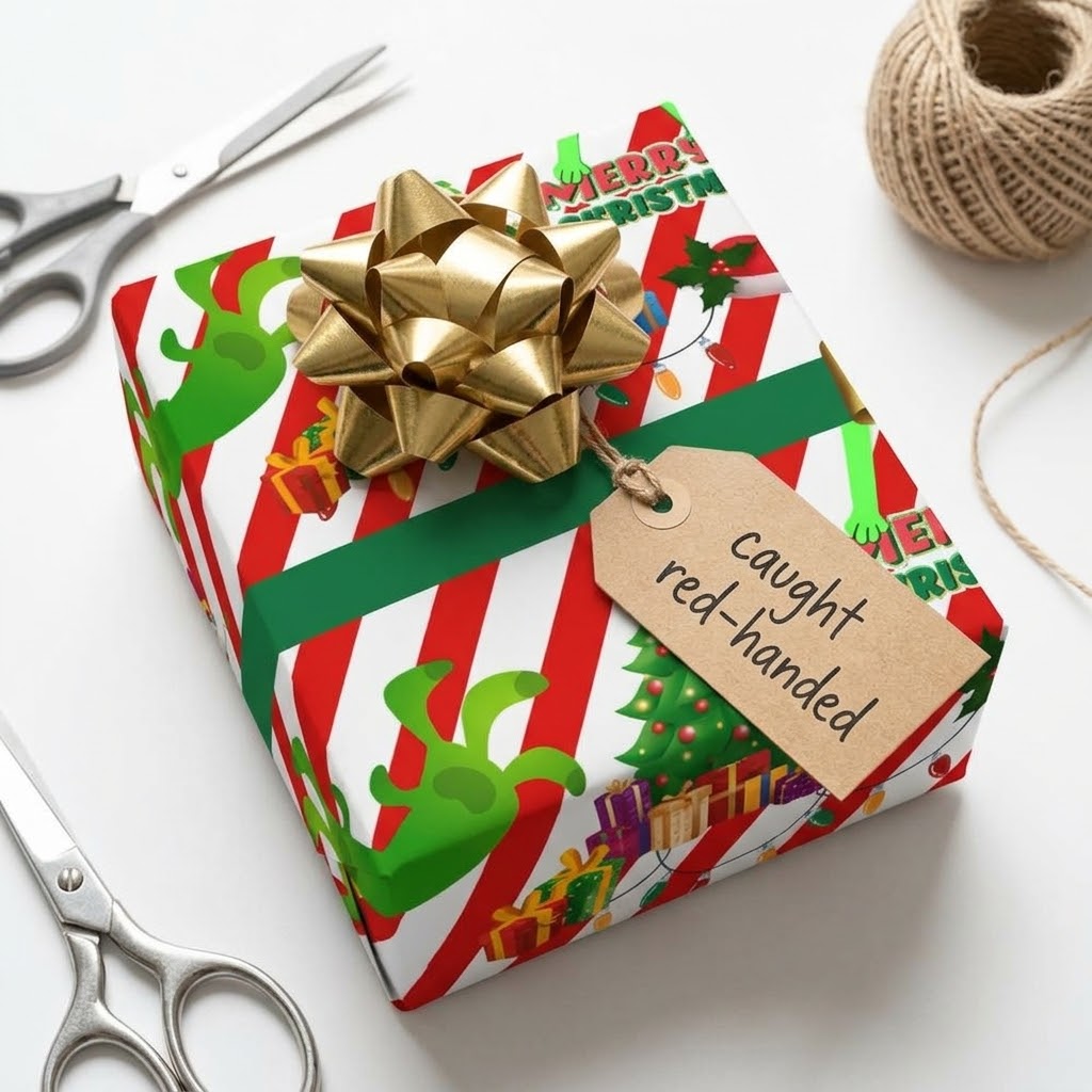 Caught Red-Handed — Christmas Wrapping Paper