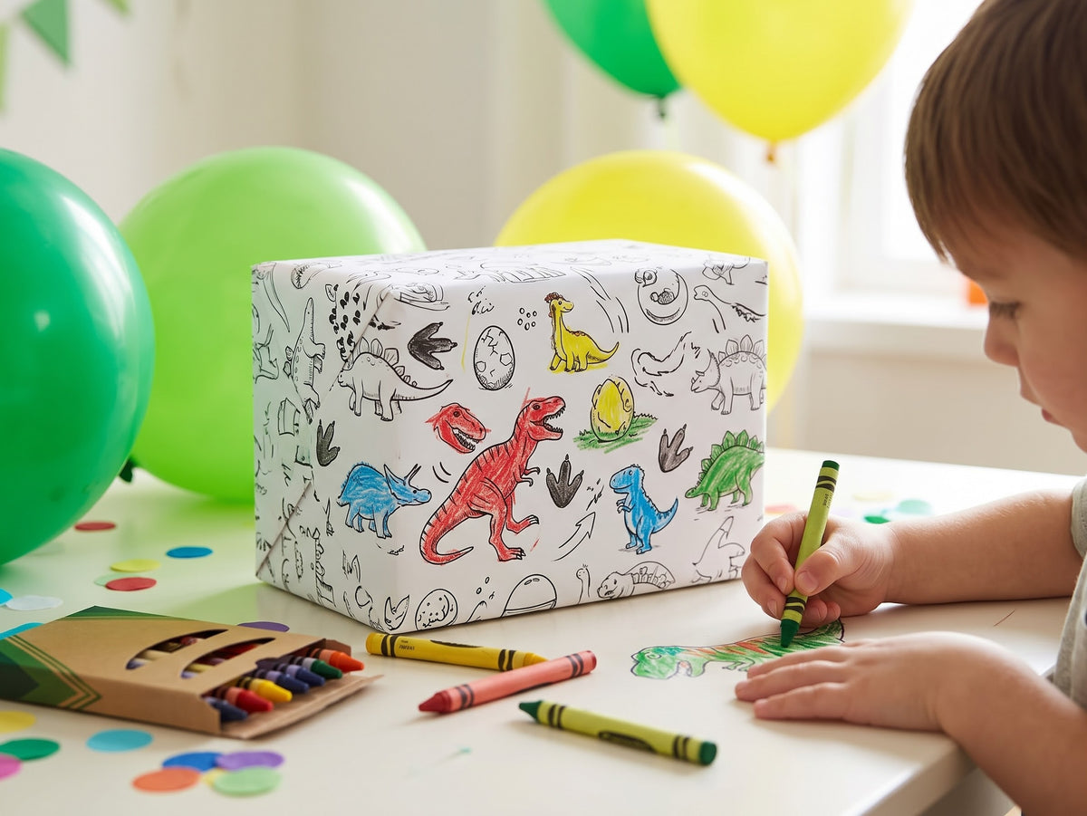 Sketch-a-Saurus — Colorable Wrapping Paper