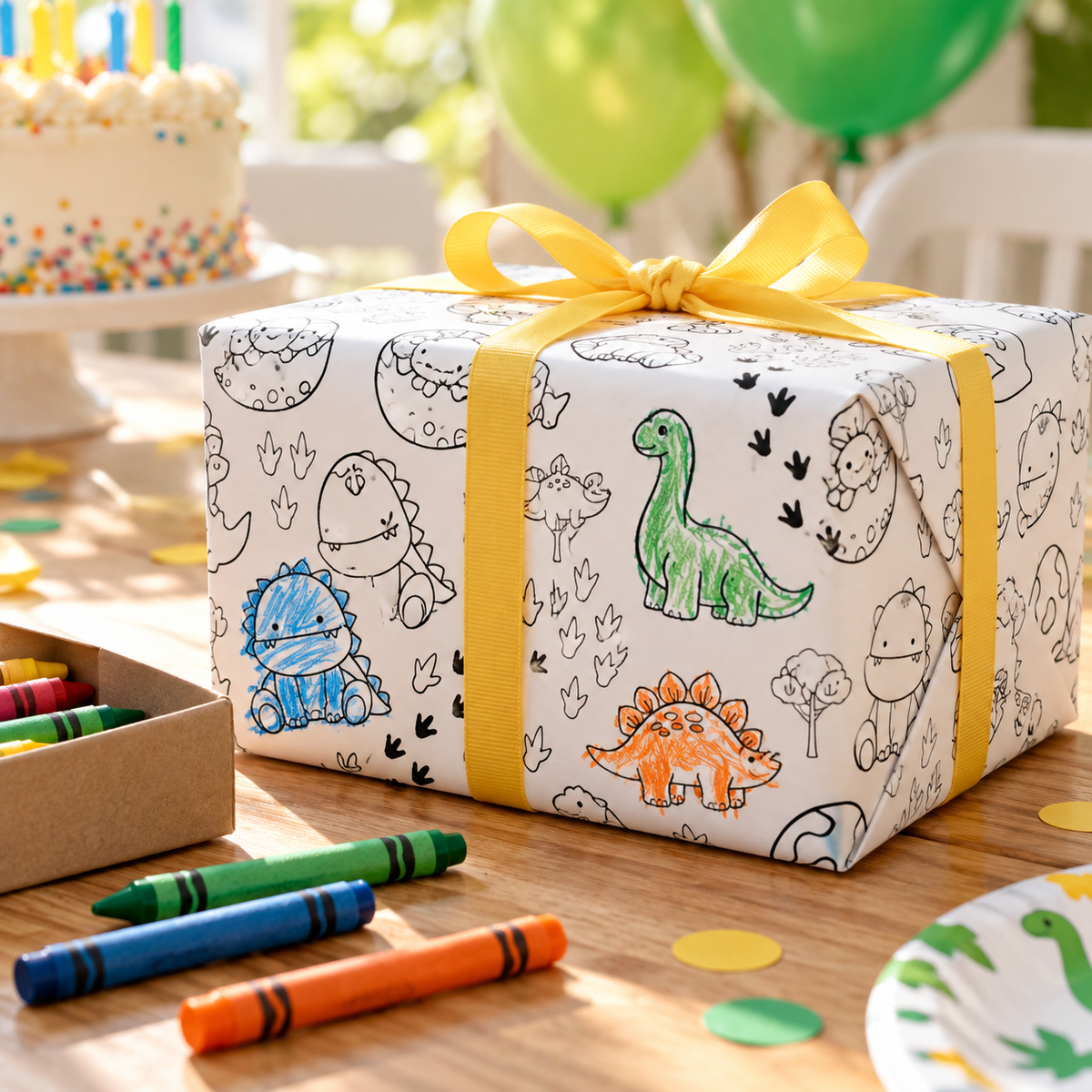 Sketch-a-Saurus — Colorable Wrapping Paper