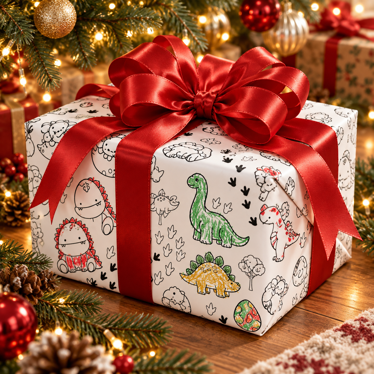 Sketch-a-Saurus — Colorable Wrapping Paper