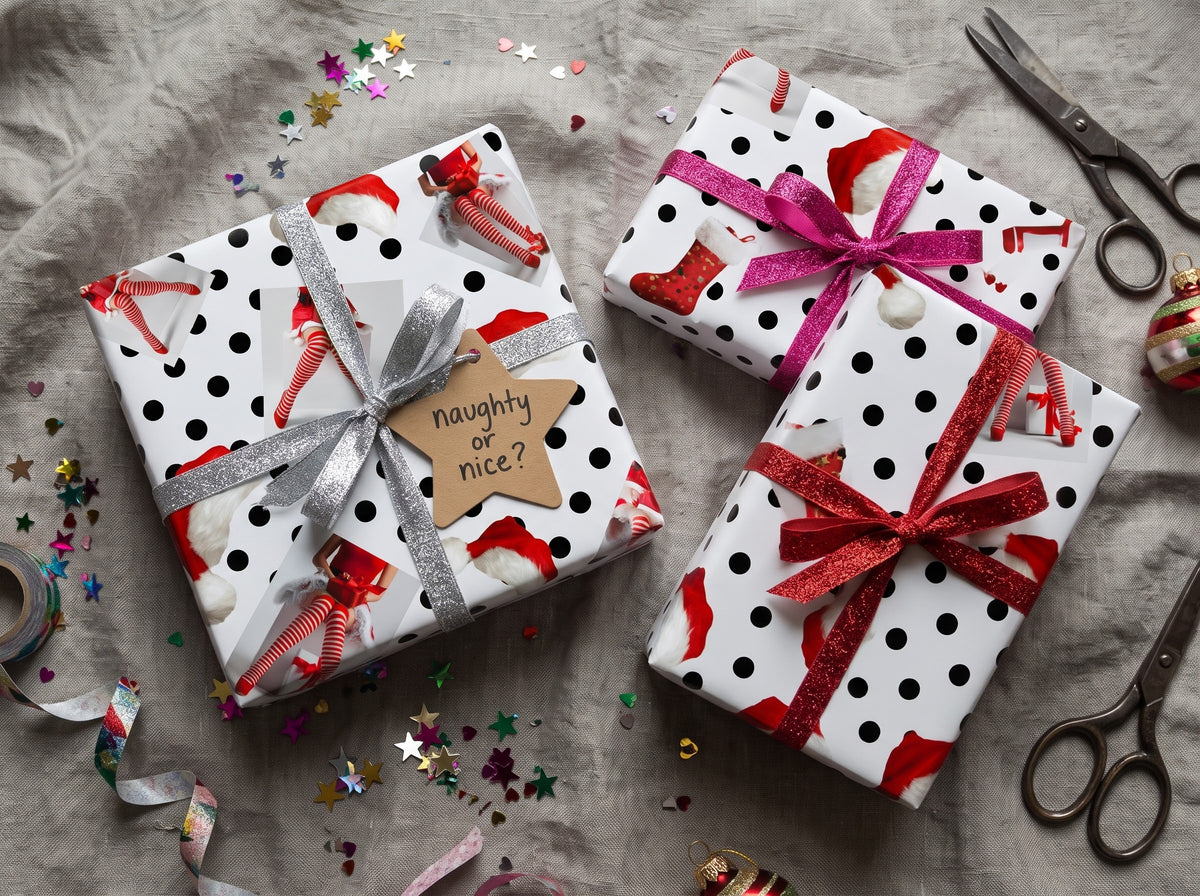 Stocking Stuffer — Naughty Santa Wrapping Paper