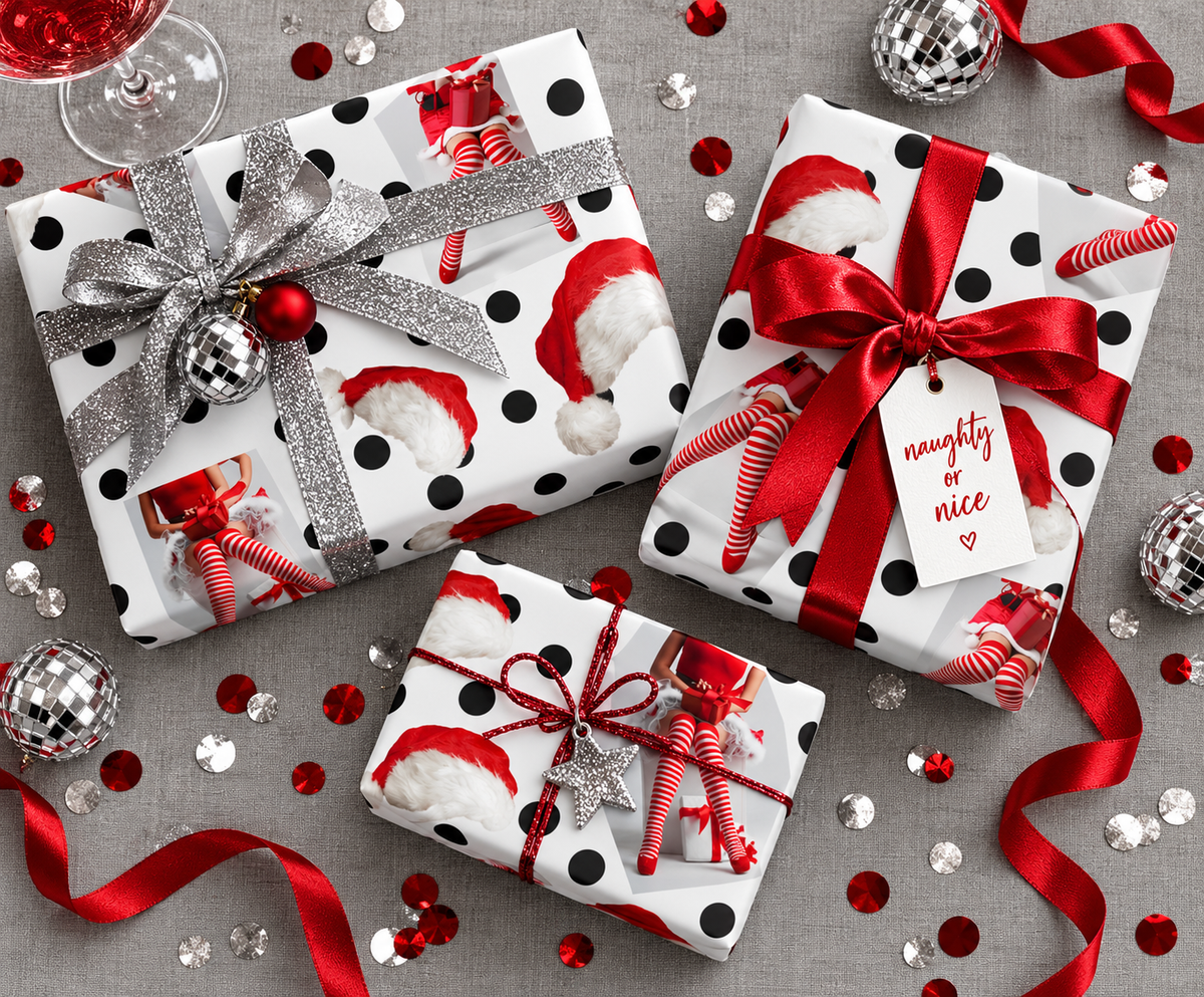 Stocking Stuffer — Naughty Santa Wrapping Paper