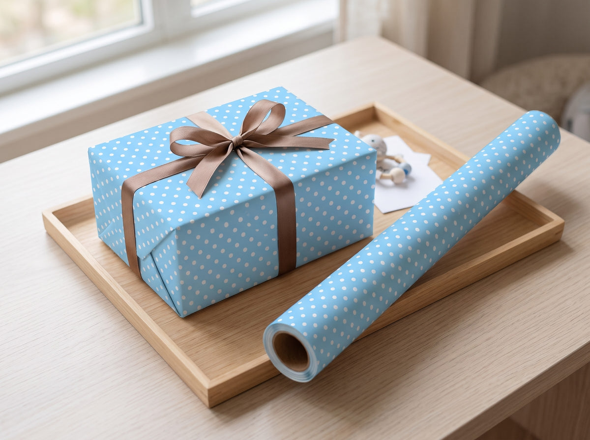 Blue Skies — Polka Dot Wrapping Paper