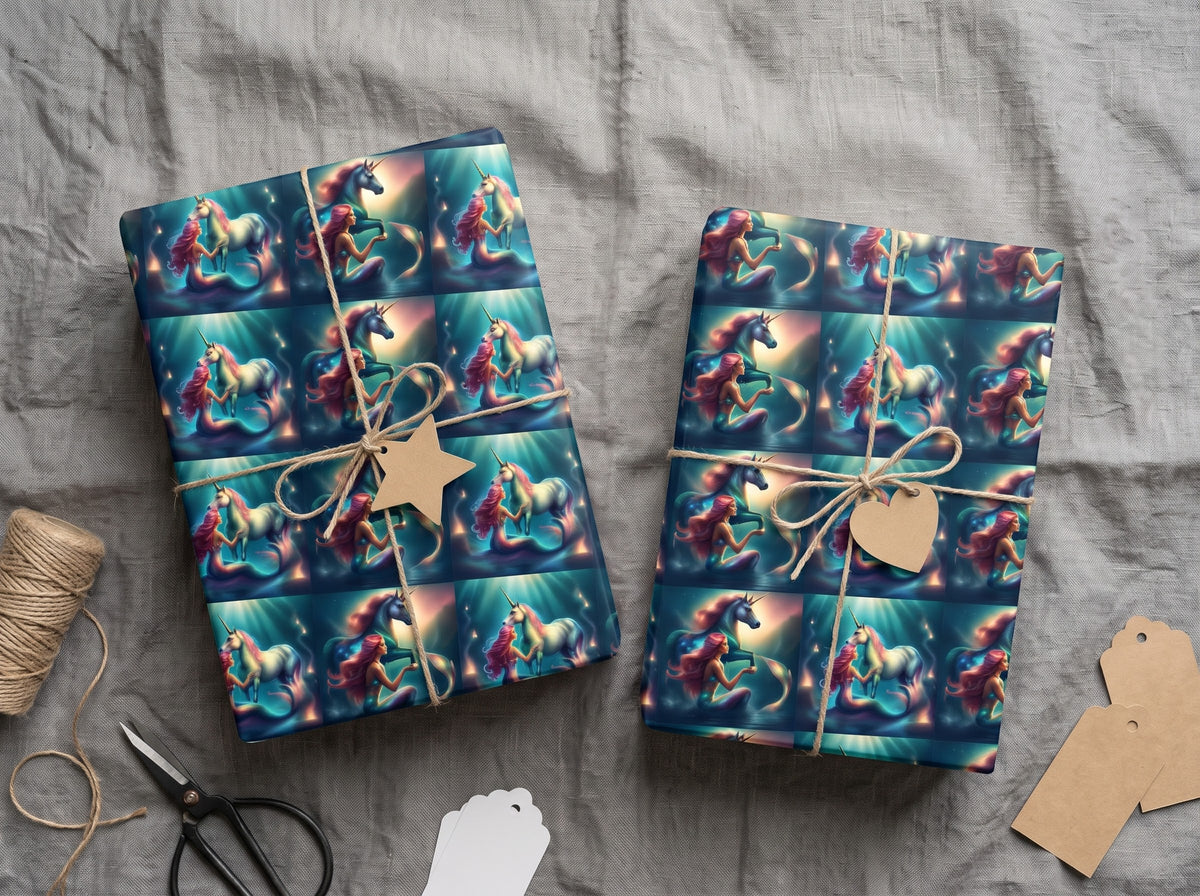 Moonlit Mermaid — Fantasy Wrapping Paper