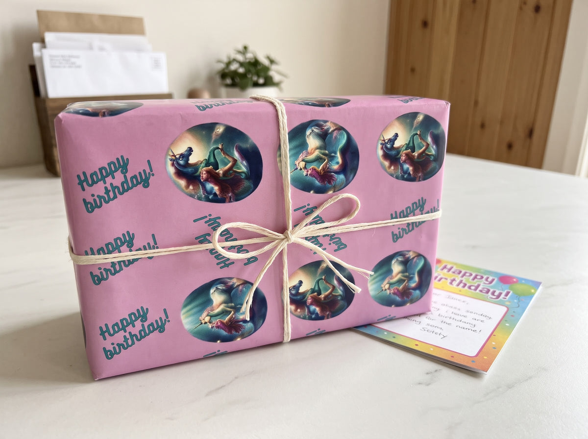 Mermaid Wishes — Happy Birthday Wrapping Paper
