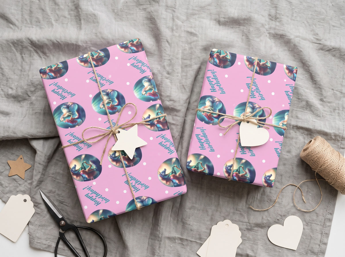 Mermaid Wishes — Happy Birthday Wrapping Paper