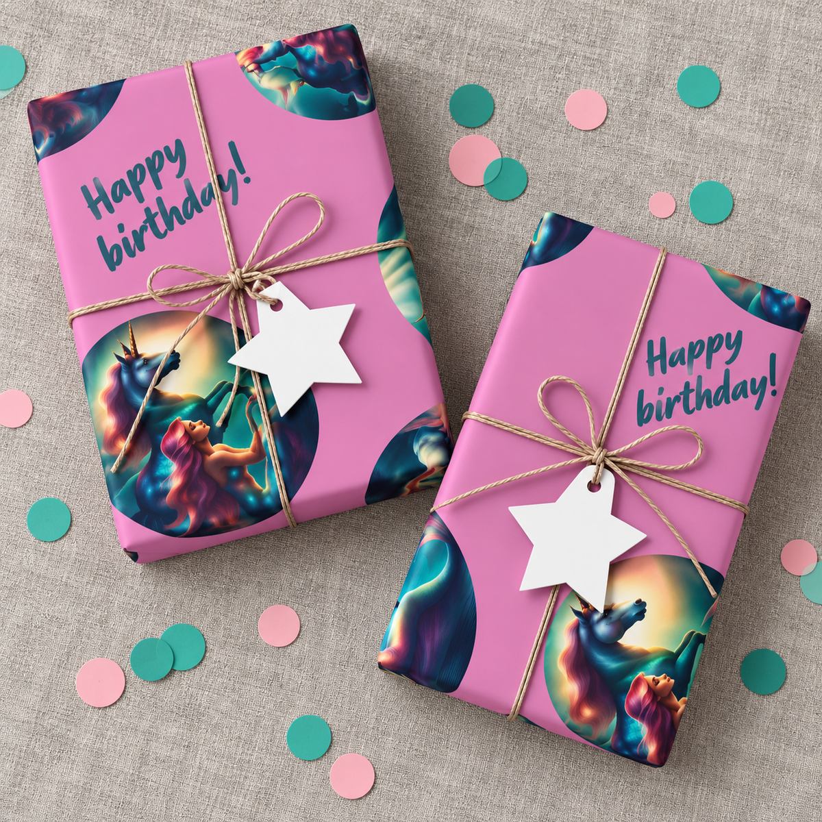 Mermaid Wishes — Happy Birthday Wrapping Paper