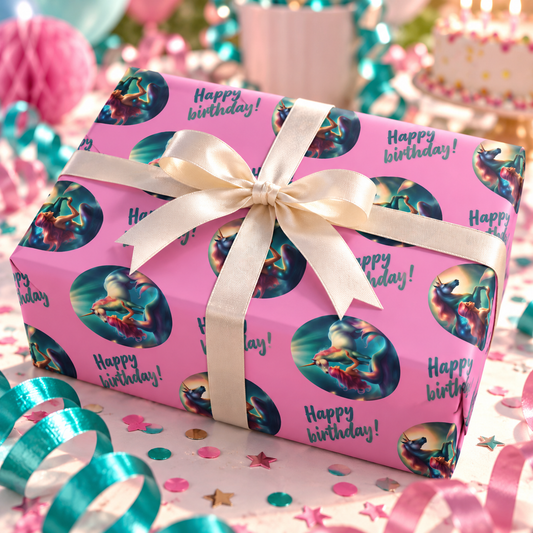 Mermaid Wishes — Happy Birthday Wrapping Paper