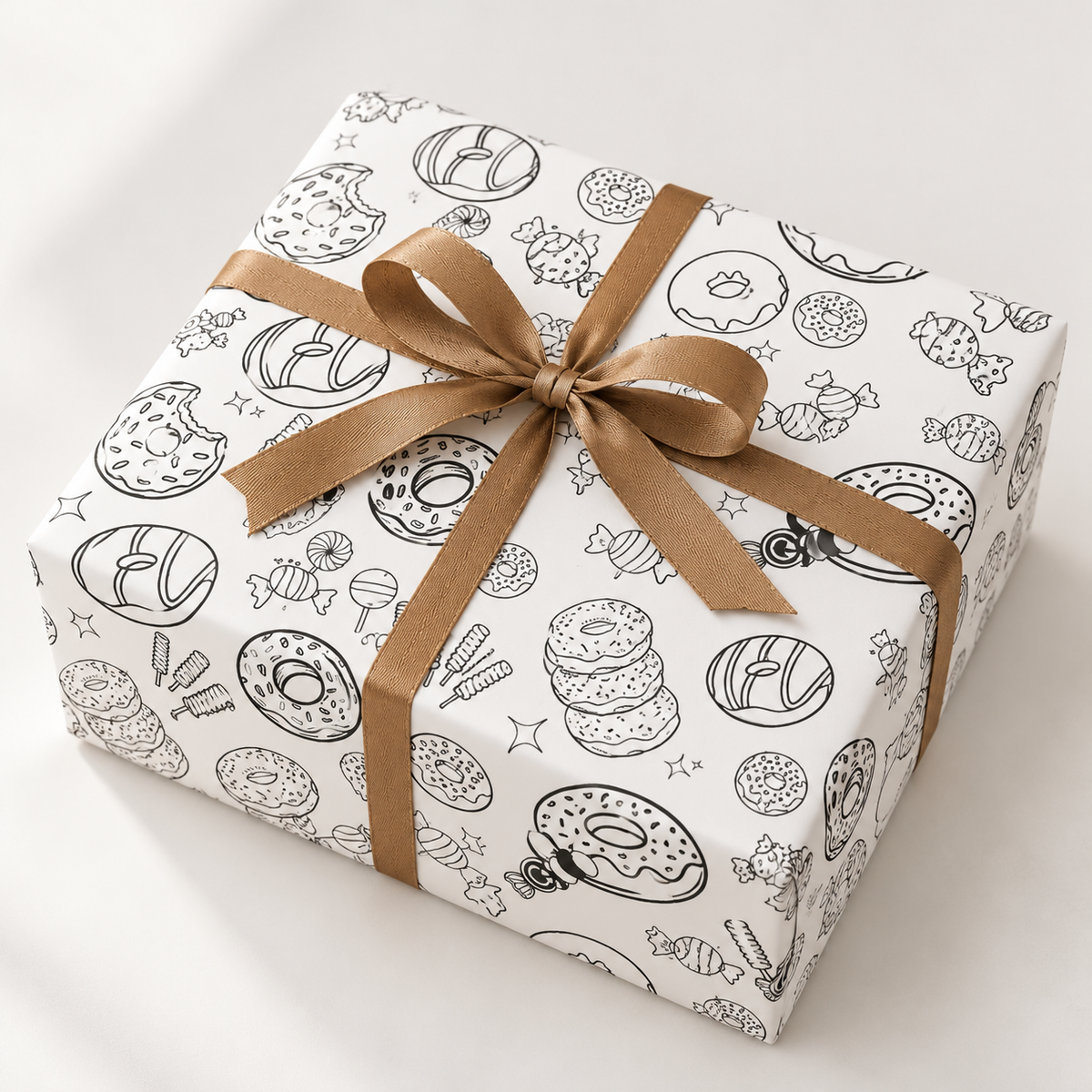 Sugar Rush Sketch — Donut & Candy Coloring Wrapping Paper