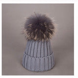 Real fur pom pom Hat