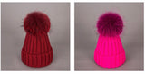 Real fur pom pom Hat