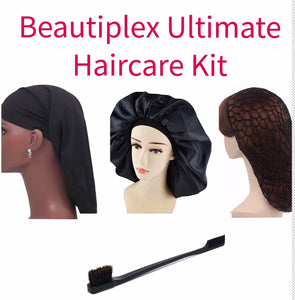 Large Bonnet Long Braid Bonnet Hair Net Edge Brush Curly Kinky Hair Care kit Protective Night Bonnet Beautiplex