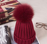 Real fur pom pom Hat