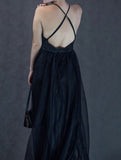 Beautiplex front slit tulle dress.