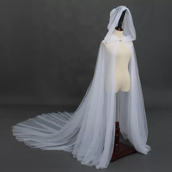 Hooded Tulle Cloak Bridal Cape Prom Cover Up Sheer Mesh Fairytale Cape Costume Cloak Cosplay Beautiplex