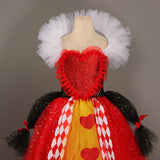 Queen of Hearts Costume Tulle Dress Up Halloween Villain Cosplay Movie Character Birthday Party Dressup Gift Beautiplex