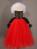 Queen of Hearts Costume Tulle Dress Up Halloween Villain Cosplay Movie Character Birthday Party Dressup Gift Beautiplex