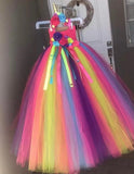 Rainbow Dress Tulle Kids Costume Dress Up Dance Recital Pageant Flower Girl Halloween Princess Beautiplex