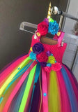 Rainbow Dress Tulle Kids Costume Dress Up Dance Recital Pageant Flower Girl Halloween Princess Beautiplex