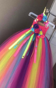 Rainbow Dress Tulle Kids Costume Dress Up Dance Recital Pageant Flower Girl Halloween Princess Beautiplex