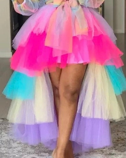 Beautiplex Rainbow Hi/Low Tulle Skirt