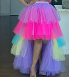 Tulle Skirt Hi Low Rainbow Dress Party Birthday Wedding Guest Bridal Party Bachelorette Beautiplex