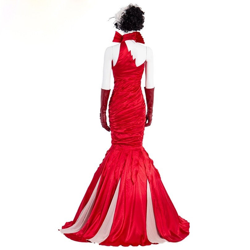 Cruella Red Dress Costume Halloween Movie Character Disney Villain Cru   Beautiplex