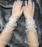 Polka Dot Tulle Gloves Opera Sheer Evening Gloves Accessories Formal Wedding Bridal Party Beautiplex