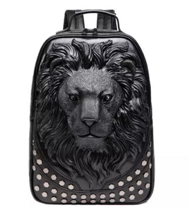 3D Lion Head Bag Luxury Lion Book bag Vegan Leather Backpack Studded 3D Animal Head Bag Gift Idea Diaper Bag Baby Back to School Beautiplex