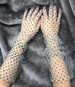 Polka Dot Tulle Gloves Opera Sheer Evening Gloves Accessories Formal Wedding Bridal Party Beautiplex