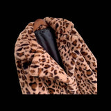 Furry Leopard Coat Faux Fur Animal Print Overcoat Outdoor Teddy Jacket Beautiplex