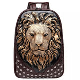 3D Lion Head Bag Luxury Lion Book bag Vegan Leather Backpack Studded 3D Animal Head Bag Gift Idea Diaper Bag Baby Back to School Beautiplex