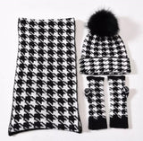 Fur Pom Hat Set Fingerless Glove Set Winter Accessories Real Fur Pom-Pom Beanie Matching Gloves Fingerless Ski Hat Cold Outdoor Accessories