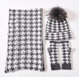 Fur Pom Hat Set Fingerless Glove Set Winter Accessories Real Fur Pom-Pom Beanie Matching Gloves Fingerless Ski Hat Cold Outdoor Accessories