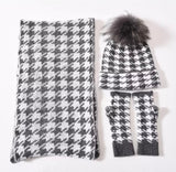 Beautiplex Fur Pom Hat and Fingerless Gloves set