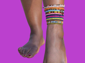 Ankle Beads set of 10 Colorful Anklet Tribal Beads Bracelet Pair with Waist Beads Sexy Anklet Beaded Beautiplex