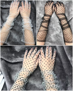 Beautiplex Polka Dot tulle evening gloves