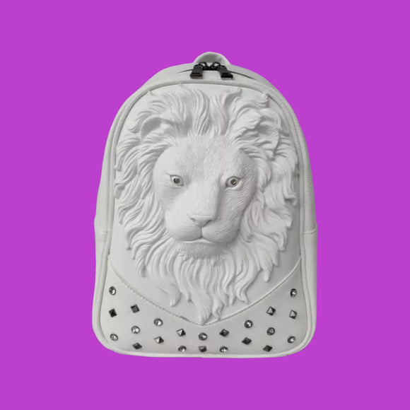 Small Lion Head Backpack 3D Animal Head Purse Lion Studded Bag Luxury Vegan Leather Gift Idea Birthday Present Beautiplex