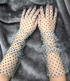 Polka Dot Tulle Evening Gloves Sheer Opera Glove Long Fashion Gift Bridal Beautiplex