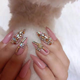 Pink Press On Nails Crystal Nail Art Reusable Stiletto Nails Gift Idea Sexy Nails Press On Manicure Beautiplex