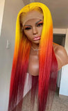 Ombré Orange Front Lace Human Hair Wig Protective Style Idea Birthday Hair Graduation Hair Prom Hair Colored Human Hair Wig Soft Lace Wig