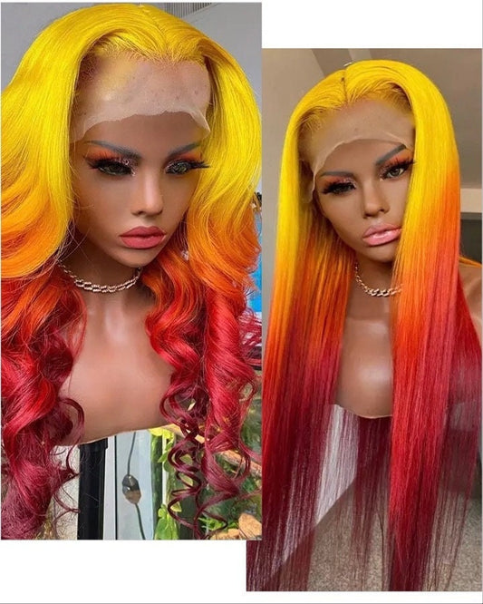 Ombré Orange Lace Front Human Hair Wig