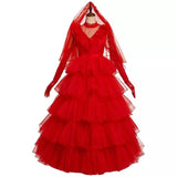 Lydia Wedding Dress Costume Party Halloween Beetlejuice Cosplay Masquerade Red Dress Beautiplex