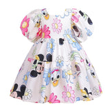 Girls Puff Sleeve Dress Disney Mini Ears Disneyland Vacation Summer Mikey Ears Daisy Duck Mini Mouse Birthday Beautiplex